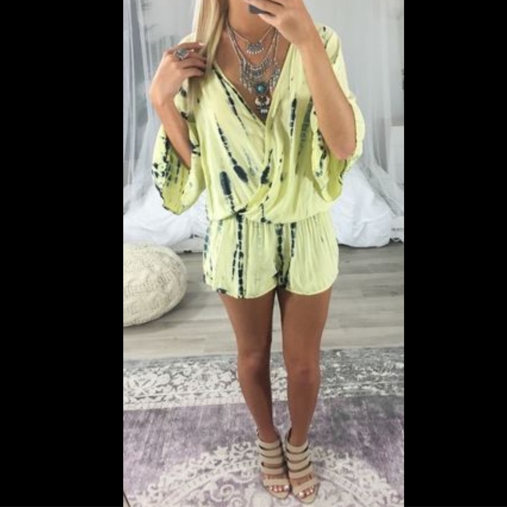 Surf Gypsy Yellow And Blue Tie Dye Romper